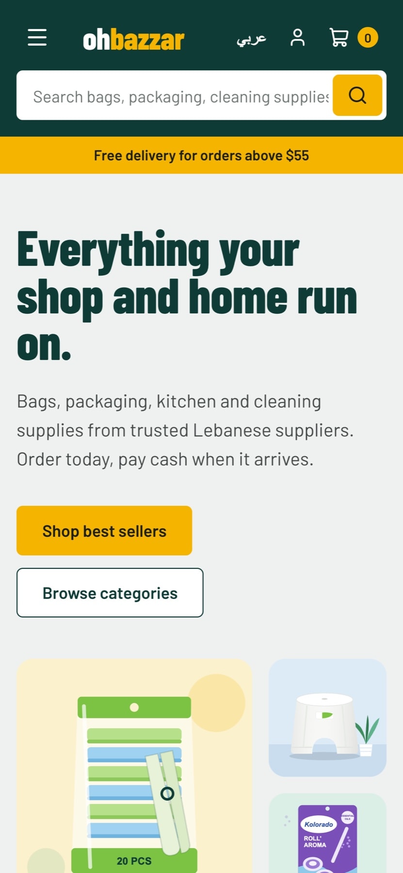 The Ohbazzar marketplace on a phone